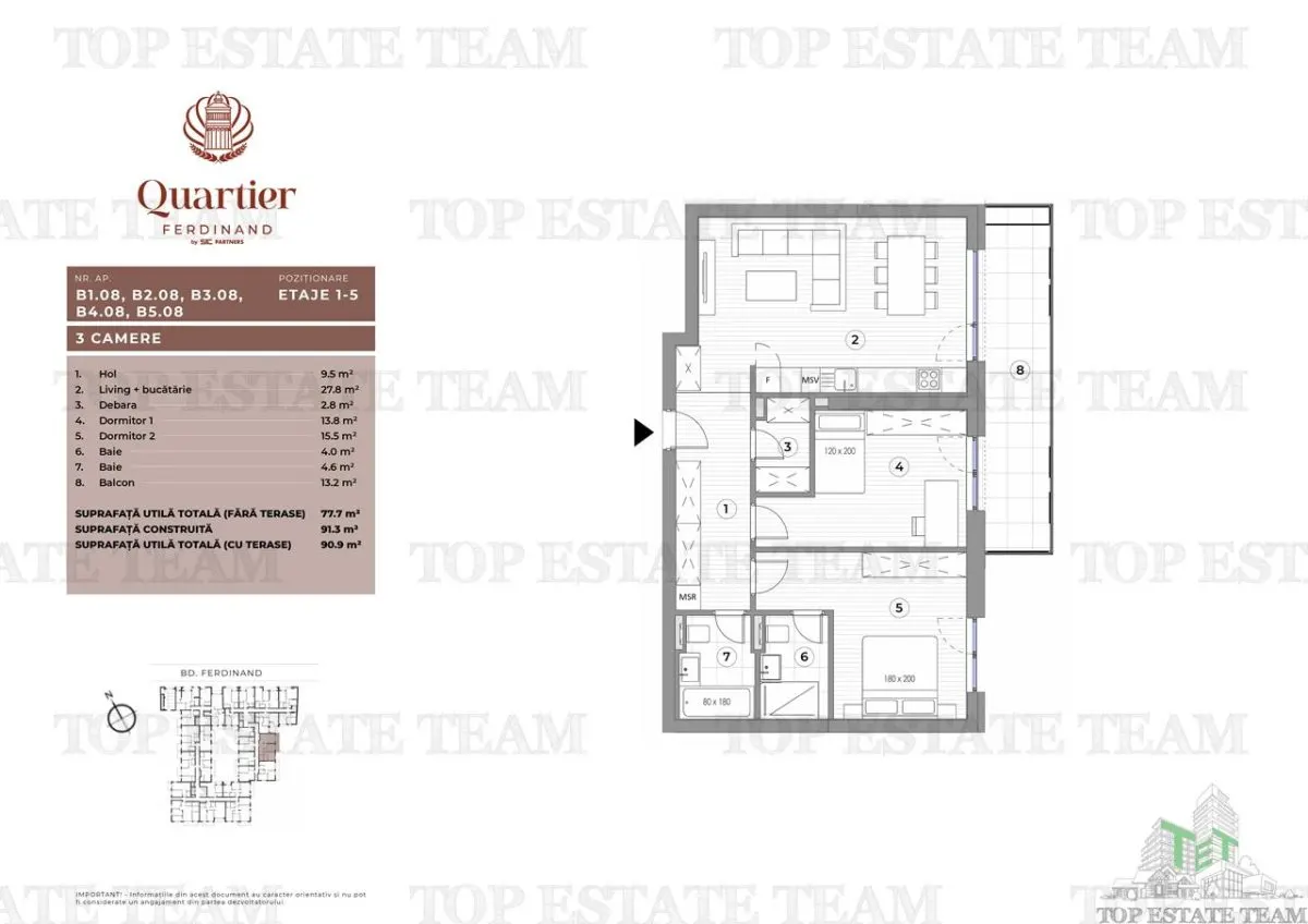 Apartament 3 camere Bd Ferdinand - foto 2