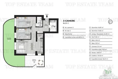 Apartament 3 camere de vanzare in zona Doamna Ghica - foto 8