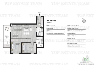 Apartament 3 camere de vanzare in zona Doamna Ghica - foto 8