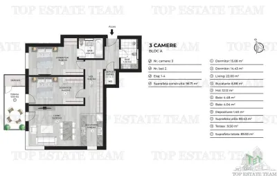 Apartament 3 camere de vanzare in zona Doamna Ghica - foto 8