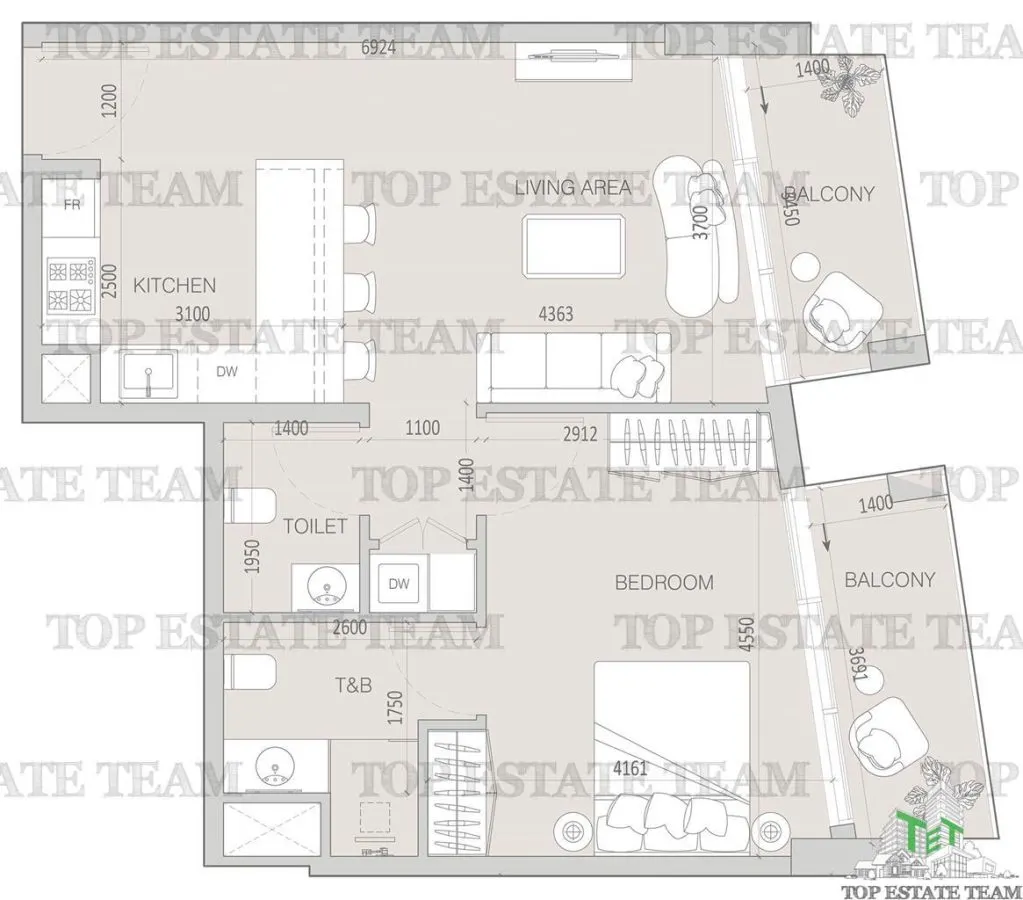 Apartment with 2 bedrooms for sale 68 sqm in Dubai - foto 9