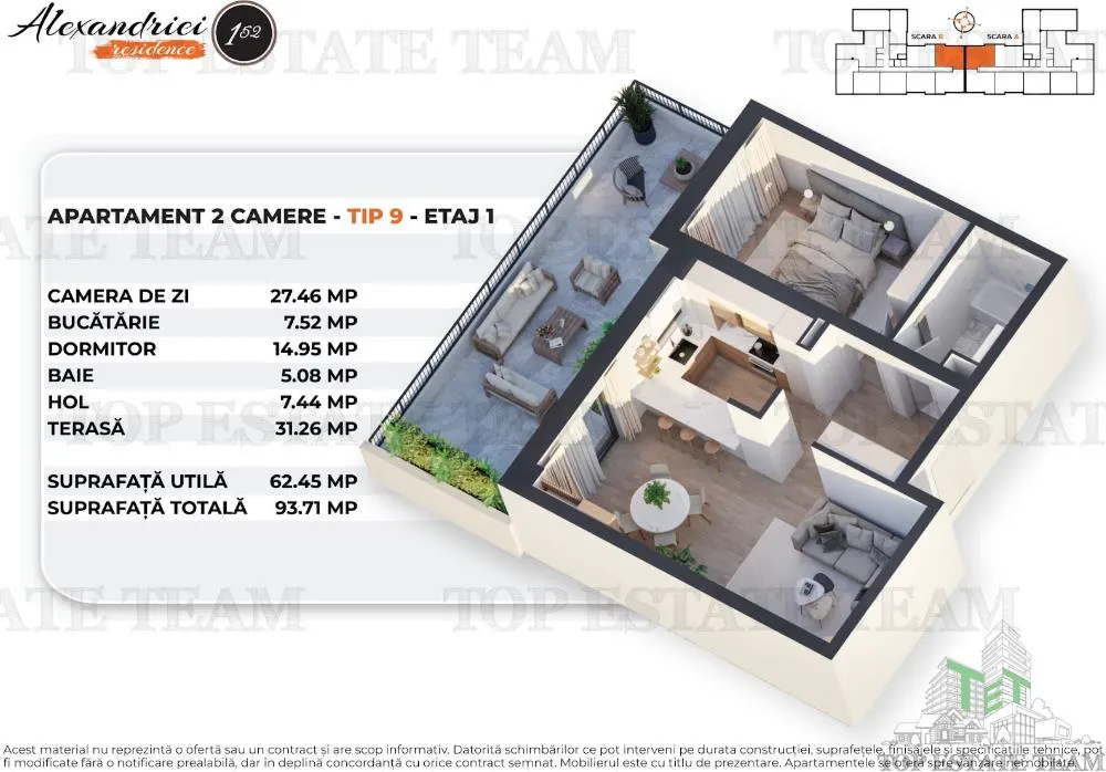 Appartement 2 Chambres avec Terrasse de 31.26 m², Soseaua Alexandriei, Bucuresti - foto 7