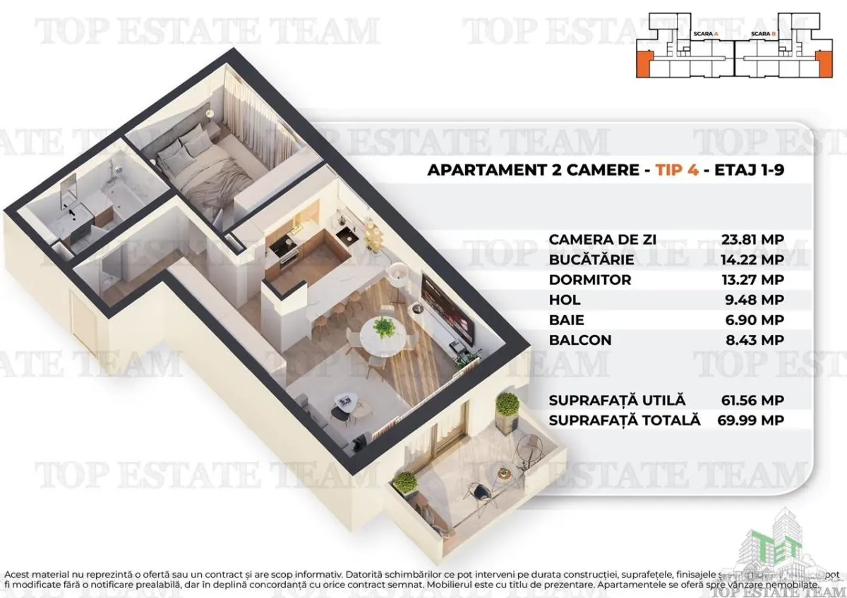 Appartement 2 Chambres dans Nouveau Programme Moderne, 62 sqm + Balcon, 15 min du Palais du Parlement - foto 6