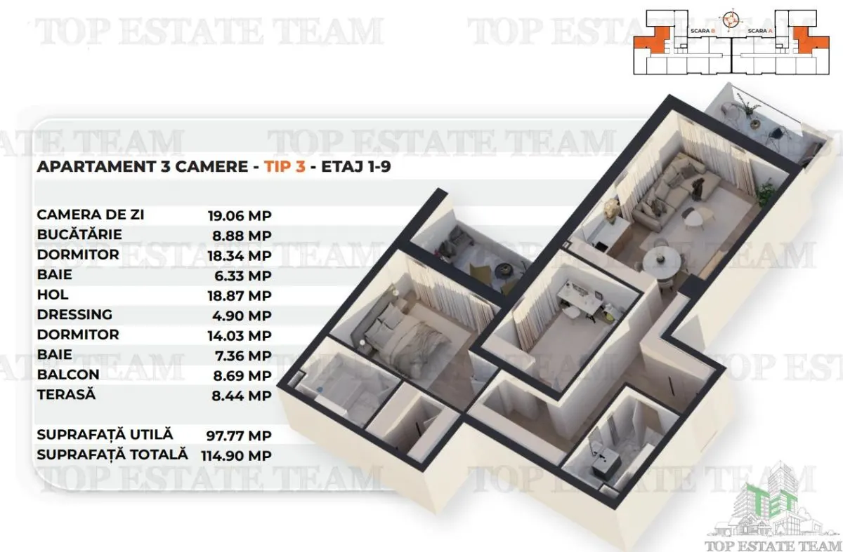 3-Bedroom Apartment, Floors 1-9, Near Antiaeriana - foto 2