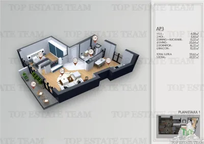 Apartment with 2 bedrooms for sale 53 sqm in Bucuresti, Obor area - foto 2