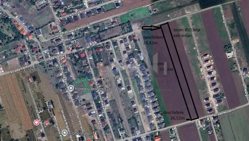 Aroneanu teren 8503 deschidere la doua strazi utilitati la ambele capete s-a demarat procedura de PUZ Intrare in intravilan - foto 1