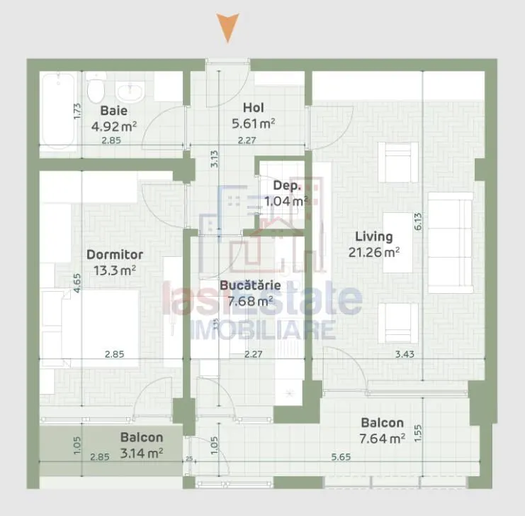 Apartament cu 2 camere in Hlincea la bloc - balcon - foto 1