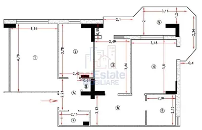 Apartament cu 3 camere, 78 mp, decomandat, 2 băi – zona Păcurari - foto 8