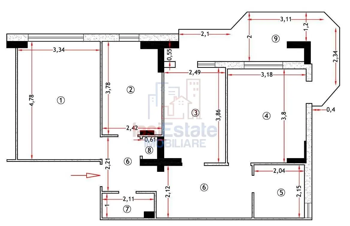 Apartament cu 3 camere, 78 mp, decomandat, 2 băi – zona Păcurari - foto 8
