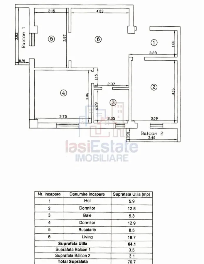 Apartament spatios cu 3 camere de vanzare in Complex Iris-Valea Lupului - foto 12