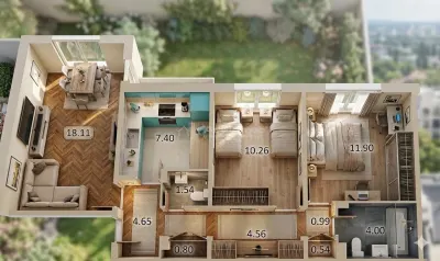 Apartament 3 camere tip PB bloc reabilitat - foto 17