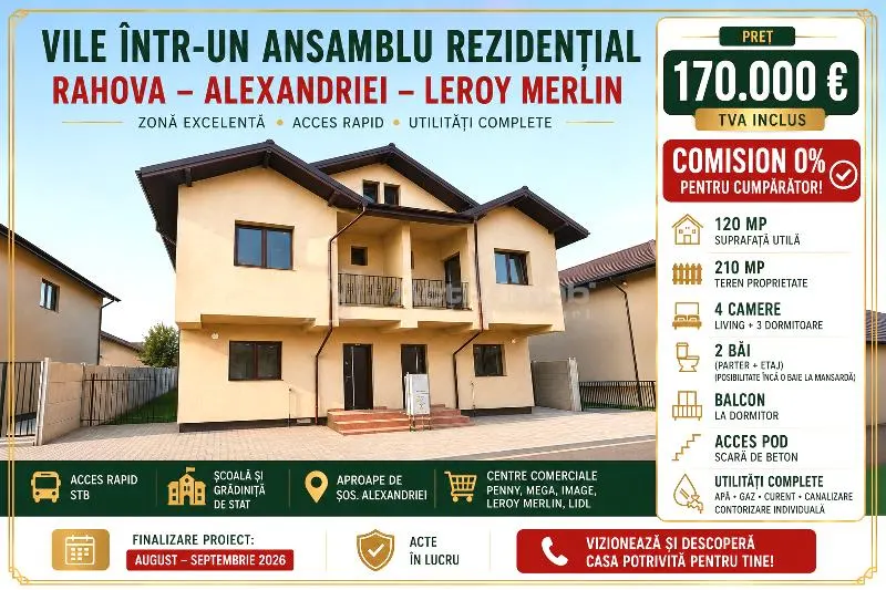 Casa-Vila - Rahova - Alexandriei- Leroy Merlin - 170000E - tva inclus - COMISION 0! - foto 1