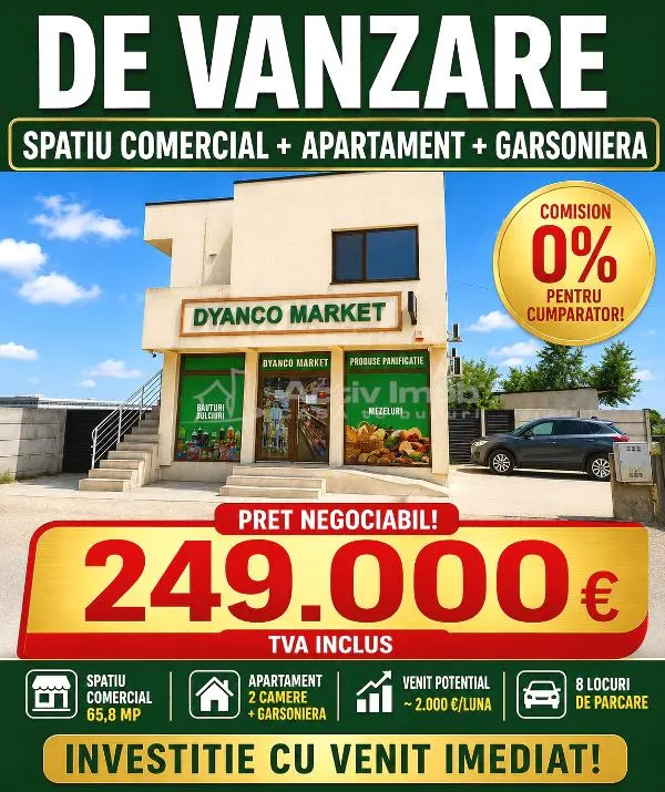Vanzare - Spatiu Comercial + Apartament + Garsoniera - Clinceni - 249000E negociabil - tva inclus - INVESTITIE CU VENIT IMEDIAT - COMISION 0 ! - foto 1