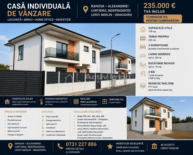 Casa individuala Premium - Locuinta - Birou - Rahova – Alexandriei – Leroy Merlin –Teren 345mp - 250000E tva inclus – Comision 0 ! - foto 12