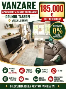Vanzare - 4 camere - Drumul Taberei - Metrou Raul Doamnei - mobilat - utilat - 185000E - centrala proprie - loc de parcare - Comision 0 ! - Bucuresti