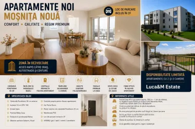 APARTAMENTE NOI PREMIUM INCALZIRE IN PARDOSEALA LOC PARCARE INCLUS - Mosnita Noua