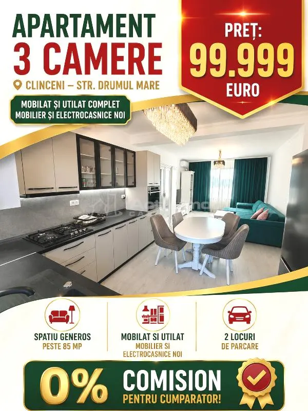 出售 – 3 卧室精装公寓，克林切尼 – €99,999 – 零佣金 - foto 1