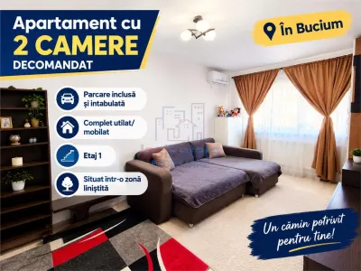 Appartement 2 Chambres avec Distribution Séparée, 1er Étage à Bucium avec Parking - Iasi