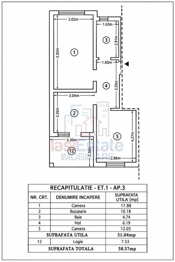 Appartement 2 Chambres avec Distribution Séparée, 1er Étage à Bucium avec Parking - foto 13
