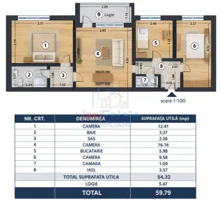 Apartament cu 3 camere in Copou zona Codrescu - Iasi