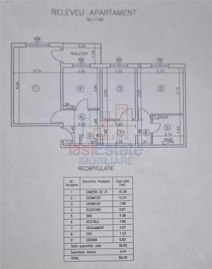 Apartament 3 camere decomandat, 60 mp, Galata - etaj 3, centrala proprie - foto 6