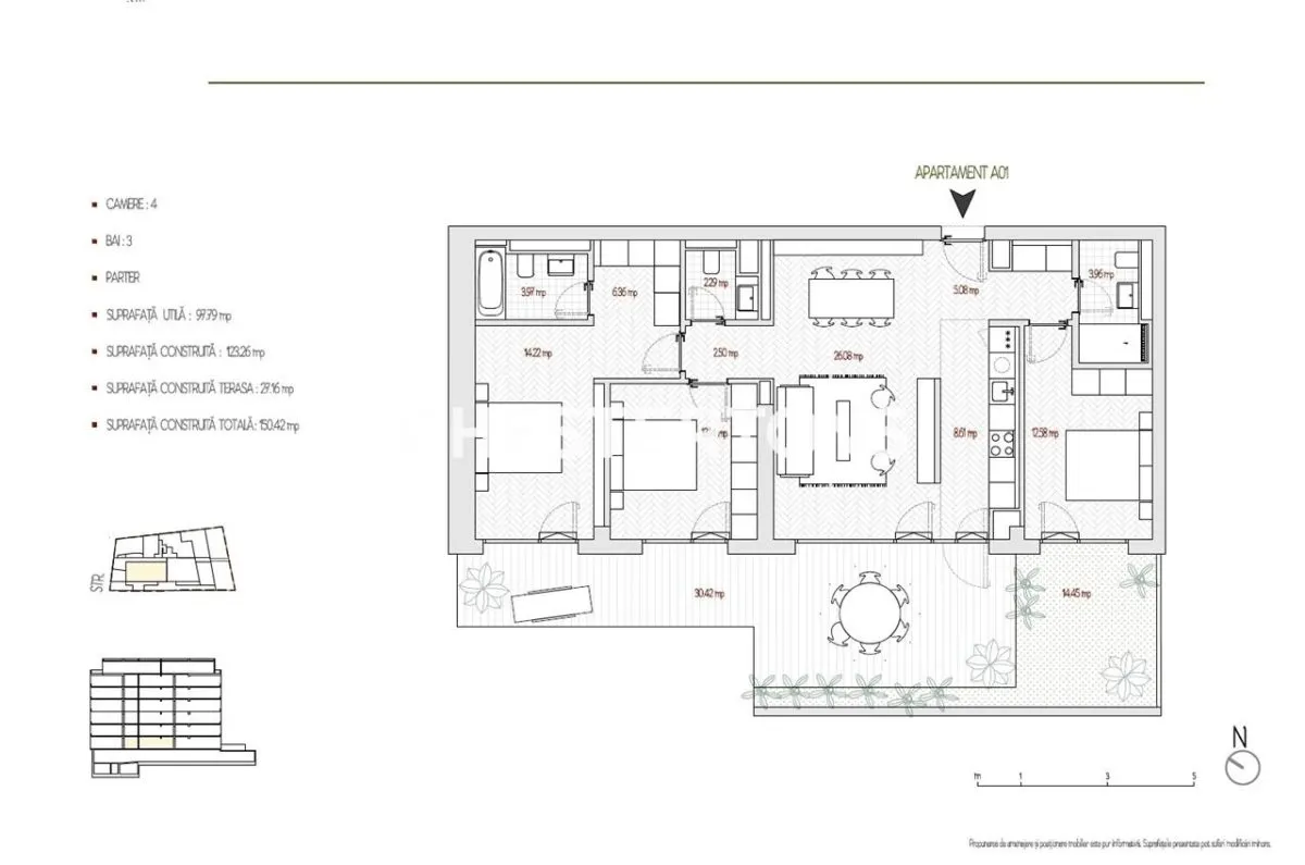 Apartament 4 Camere cu gradina, bloc Boutique, Bucuresti, Parcul Operei - foto 9