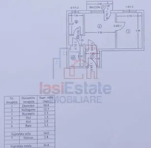 Apartament 2 camere, 37 mp, Podu Ros - Restaurant Odeon, etaj 7 - Iasi