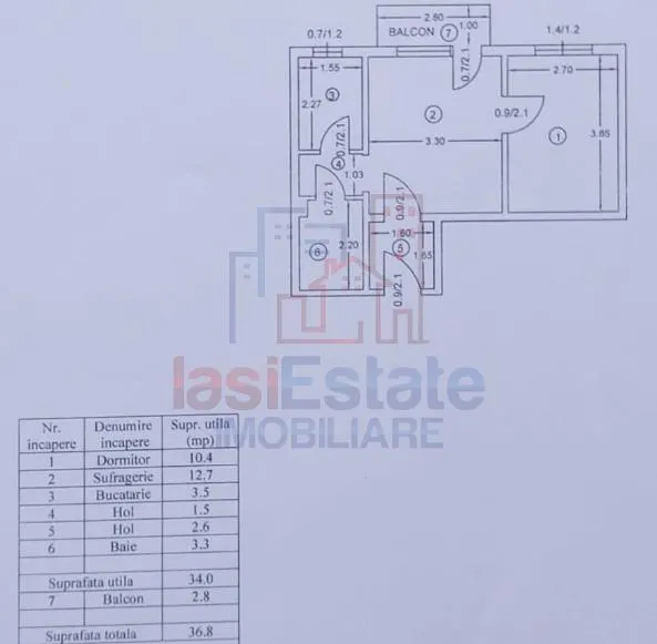 Apartament 2 camere, 37 mp, Podu Ros - Restaurant Odeon, etaj 7 - foto 1
