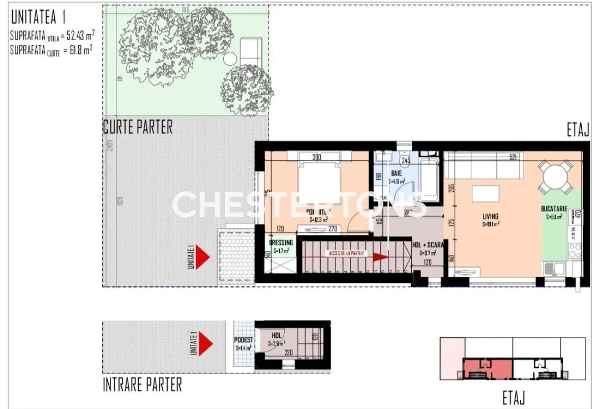 Vanzare Apartament 2 Camere cu Curte Proprie de 60 mp -Bragadiru - foto 1