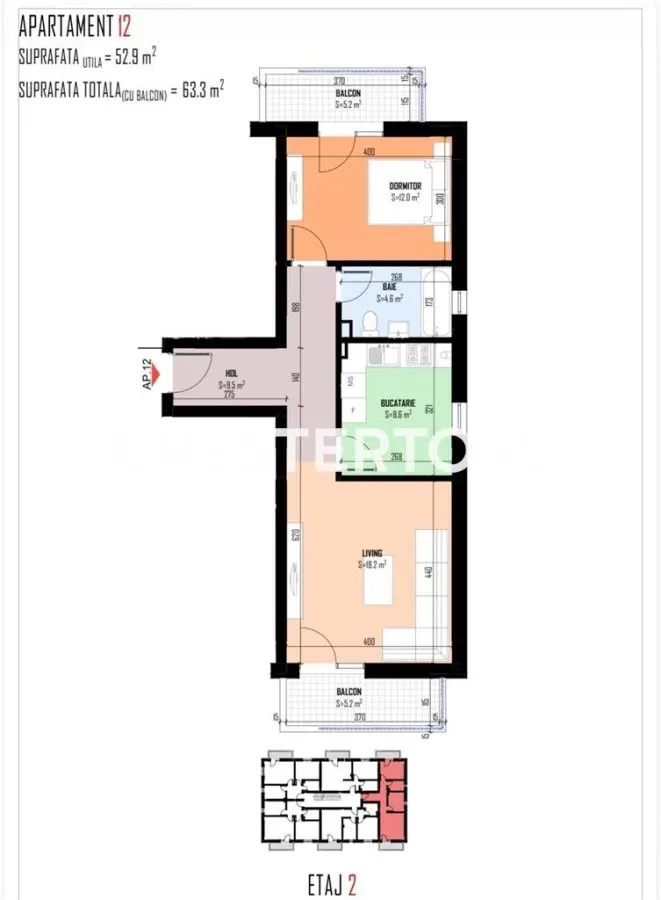 Apartament 2 camere | 52,9 mp utili | 63,3 mp total | 2 balcoane | Bragadiru - foto 4