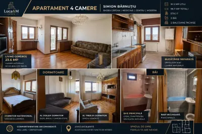 Apartament 4 camere , Zona Modern ,Bd. Simion Barnutiu ,Badea Cartan,Medicina - Timisoara