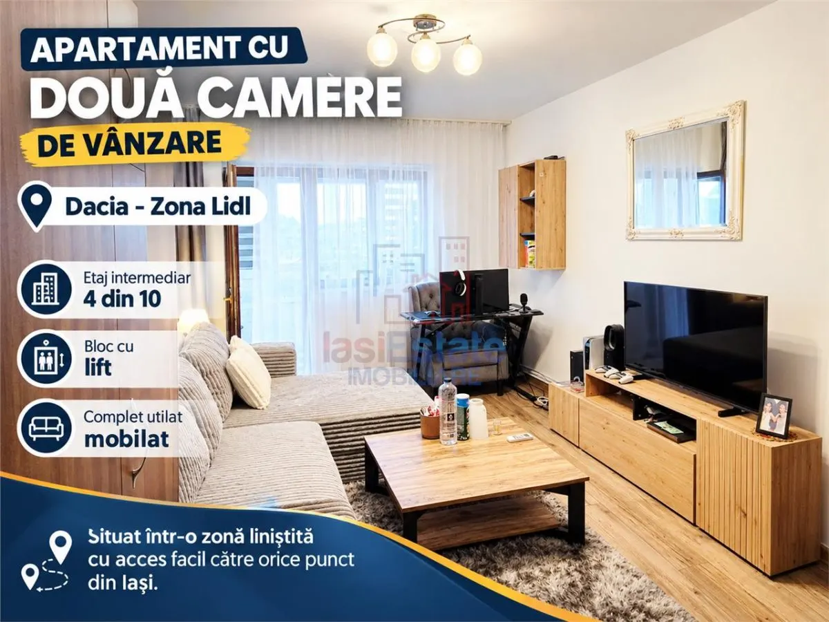 Apartament cu 2 camere de vanzare, renovat si mobilat - foto 1