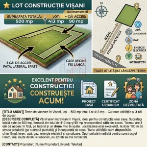 Terrain 500 m², Prêt à la Construction, Vișan - foto 3
