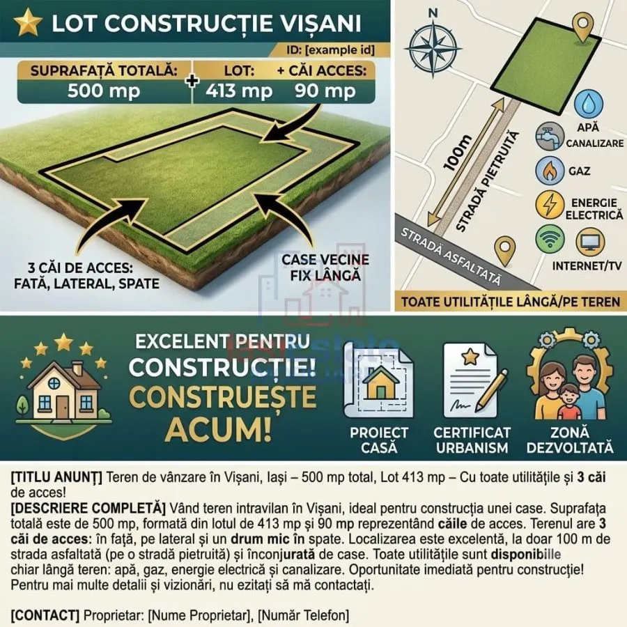 Terrain 500 m², Prêt à la Construction, Vișan - foto 3